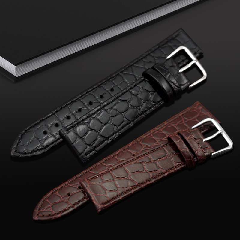 MAIKES Watch Accessories Genuine Leather Watch Strap Crocodile Pattern Wrist Band Soft Watches 12mm-20mm Black Bracelets