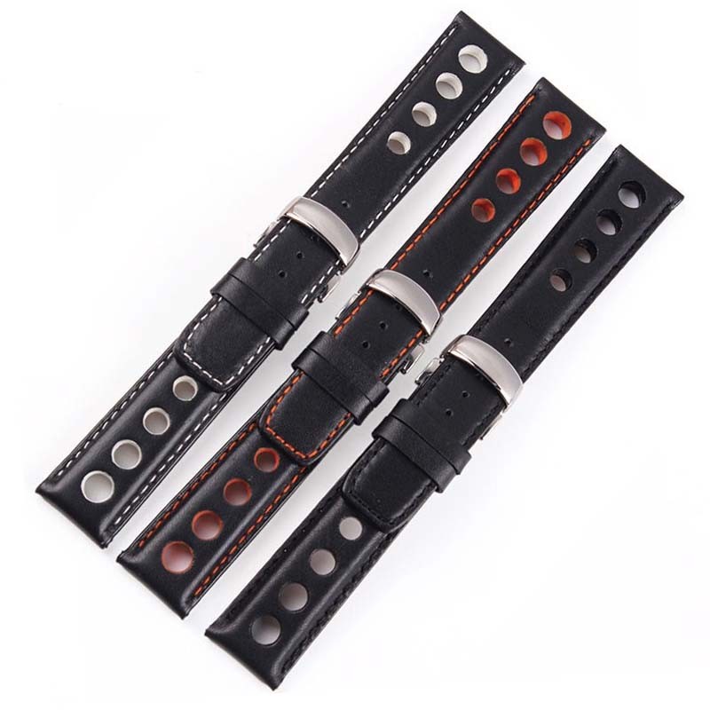 Watchband 20mm Genuine Leather Strap for PRS516 Men's Watches Band with Butterfly Clasp Black Brown Soft Cowhide Leather Strap