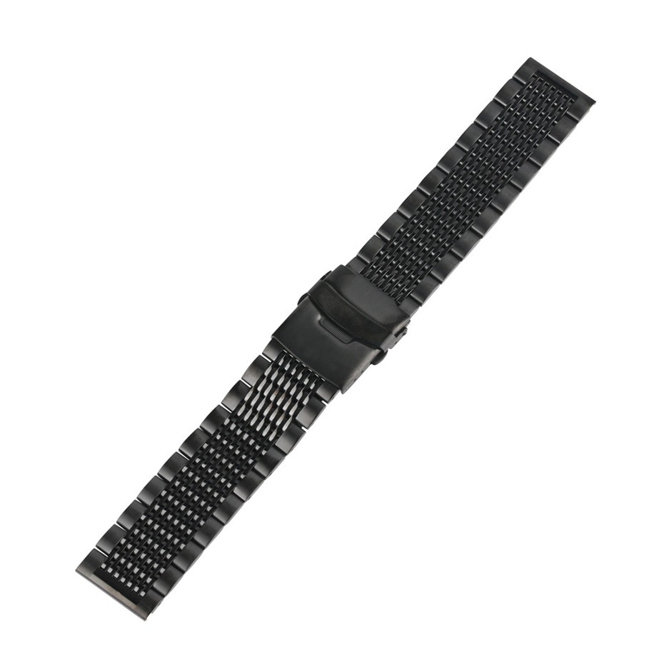 20/22/24mm Black/Silver Soild Stainless Steel Watchband Men Watches Metal Straps Watch Bracelet Replacement Watch Band Luxury