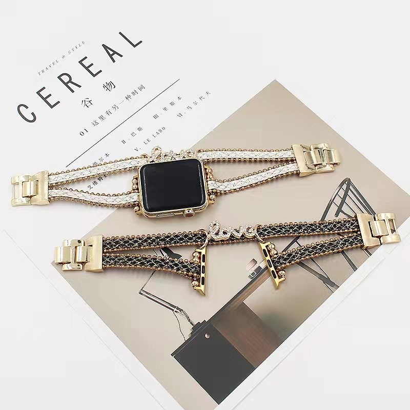 Women Jewelry Bracelet Band for Apple Watch 40mm 44mm 41mm 45mm Creative Diamond Wrist Strap for iwatch Series 7 6 SE 5 4 3