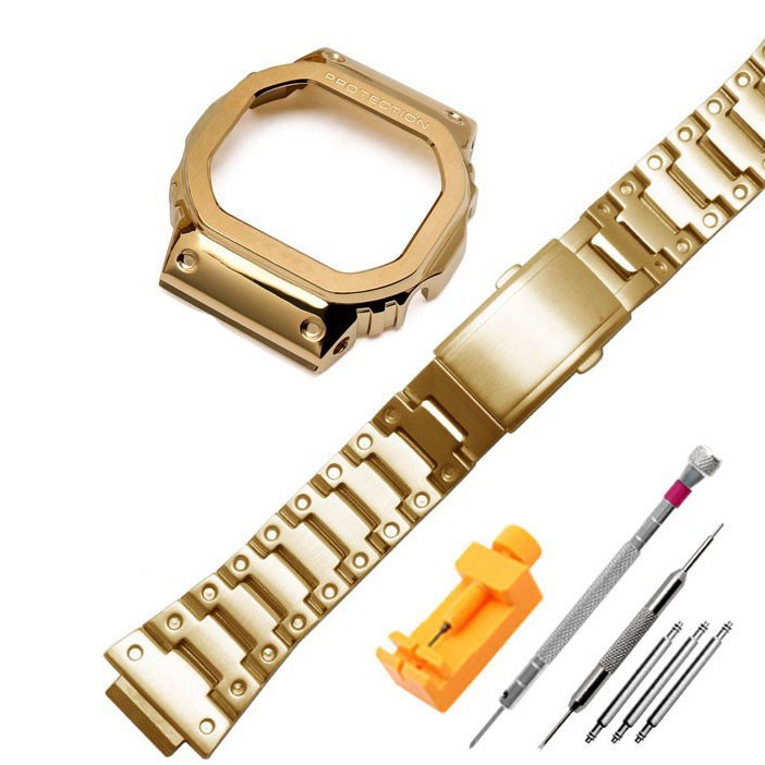 Solid Stainless Steel Watch Band Case For Casio G-shock DW5600 G5600E GW/DW5000 DW5035 Metallic Bracelet Accessories WithTool