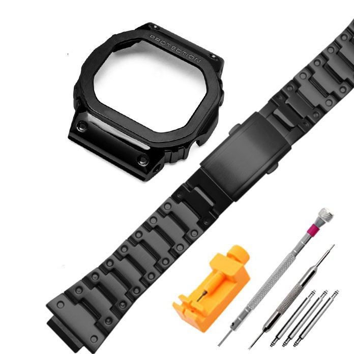 Metal Case + Bezel Strap for G-shock DW5600/5610 GW5600E Stainless Steel Watch Band for Casio DW/GW5000 DW5035 Watch Accessories