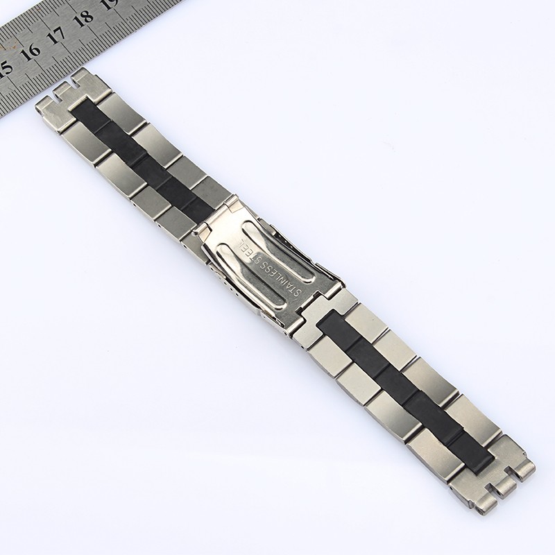 New 20*22mm Solid Stainless Steel Watchband for Swatch Metal Silver Watch Band Strap Men's Wristband Folding Clasp Stock Logo