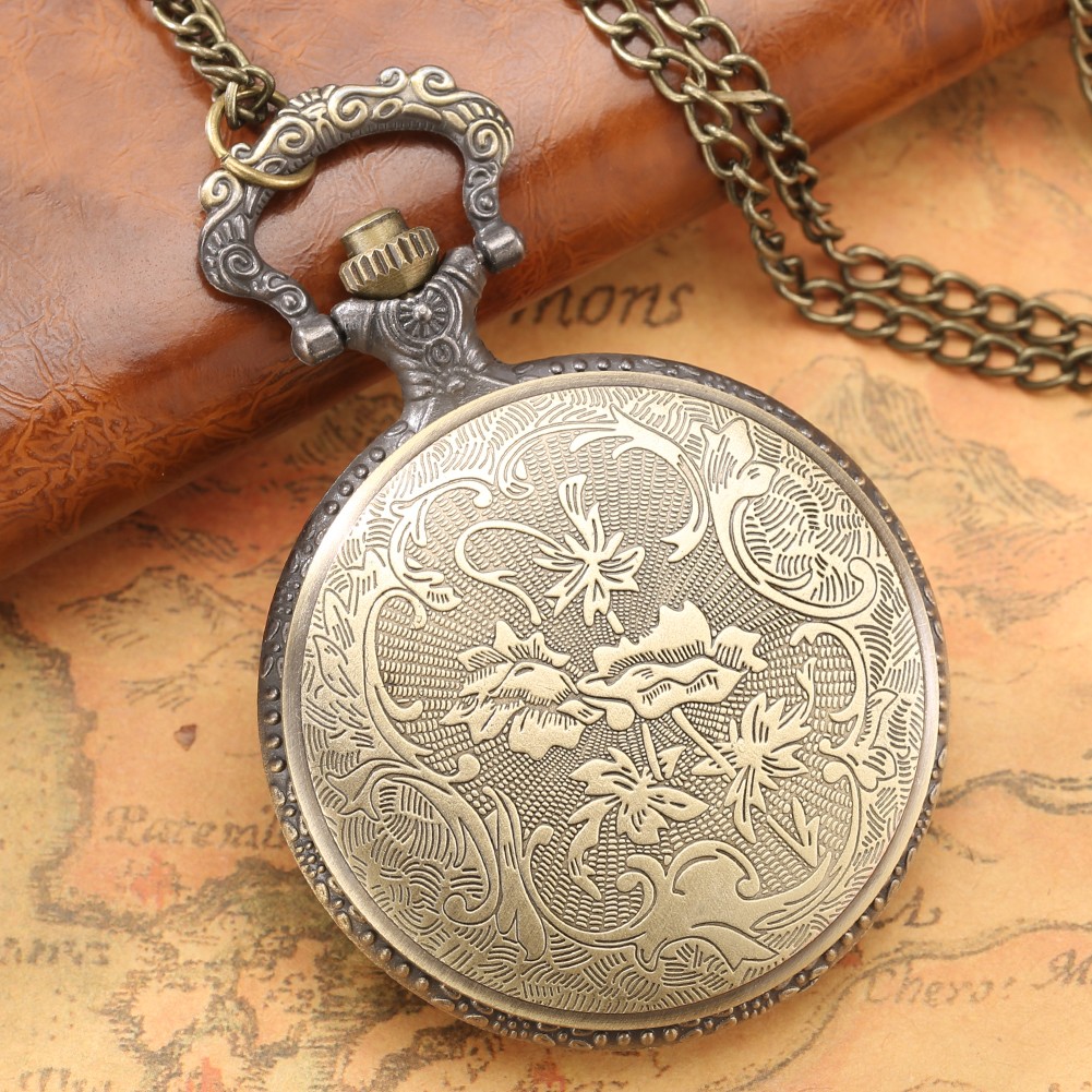 2022 New Style Bronze Fashionable Classic Men's Quartz Pocket Watch Castle Style Unique Watches Gift for Boyfriend Husband