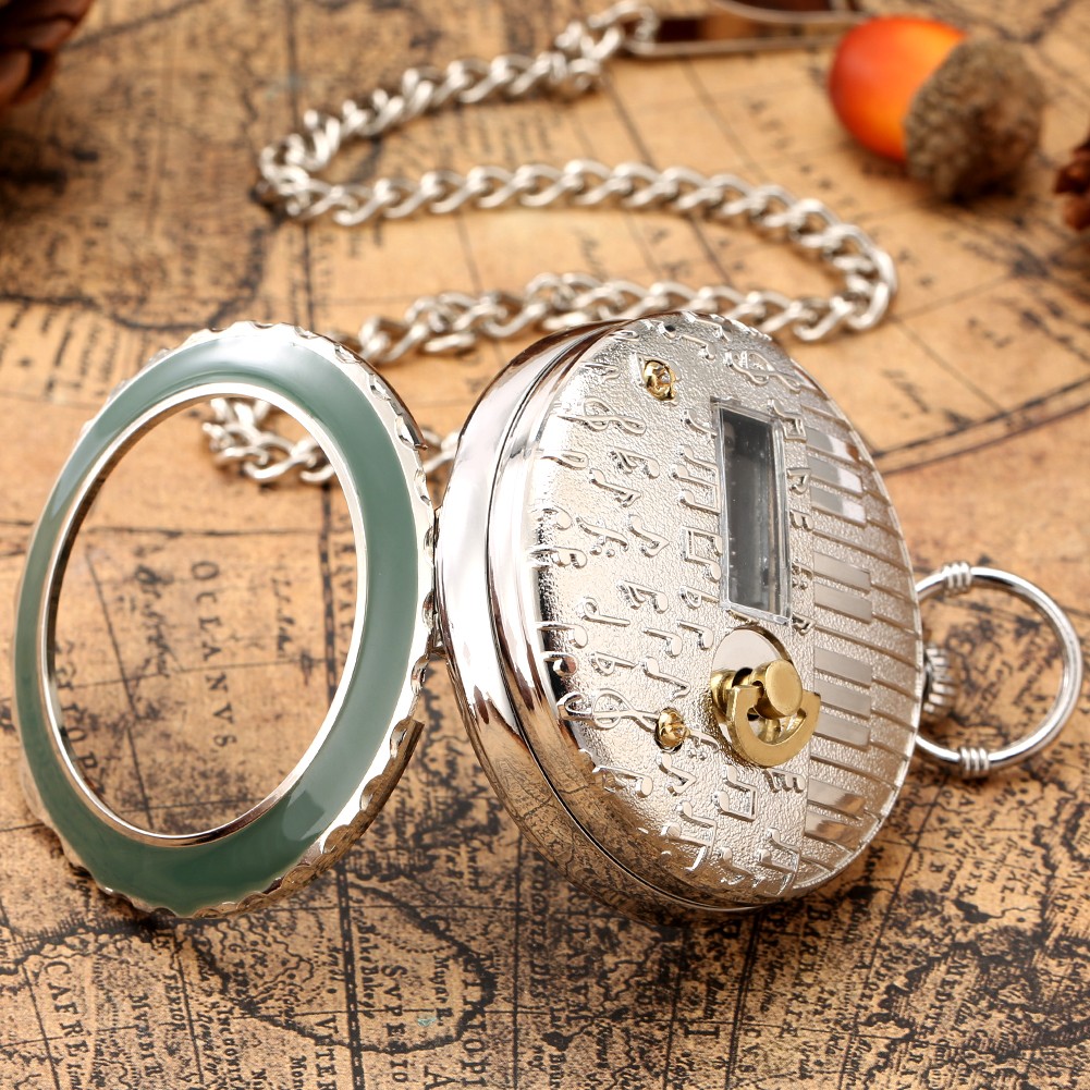 Transparent Glass Musical Pocket Watch Swan Lake Melody Music Watch Antique Pendant Pocket Watch Vintage Quartz Watches Gift