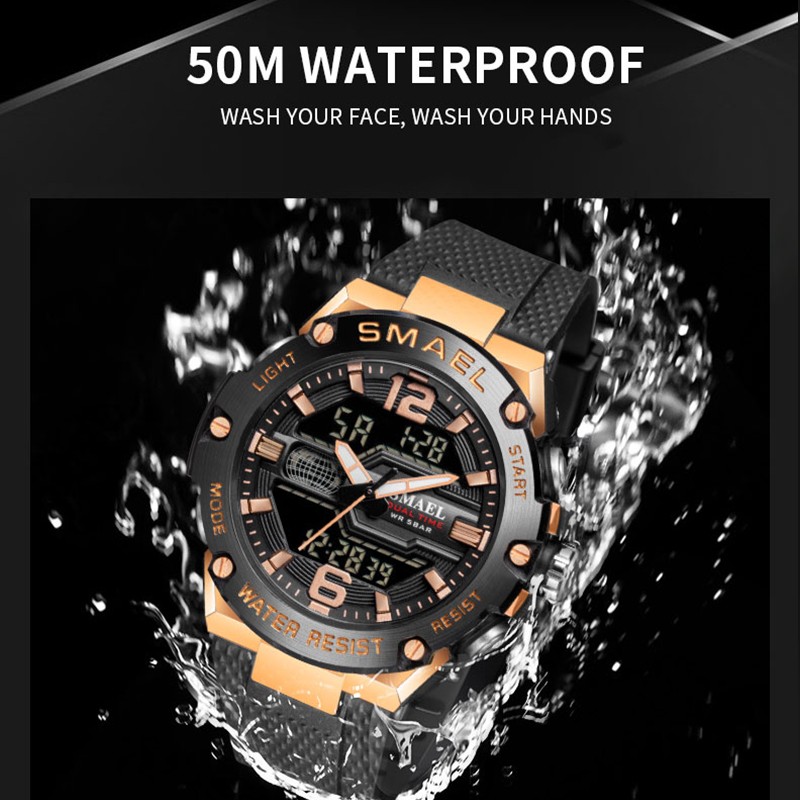 Fashion Men's Watch Sport Watch 50M Waterproof Wristwatches LED Digital Auto Date Stopwatch Alarms 8033 Casual Men's Watches