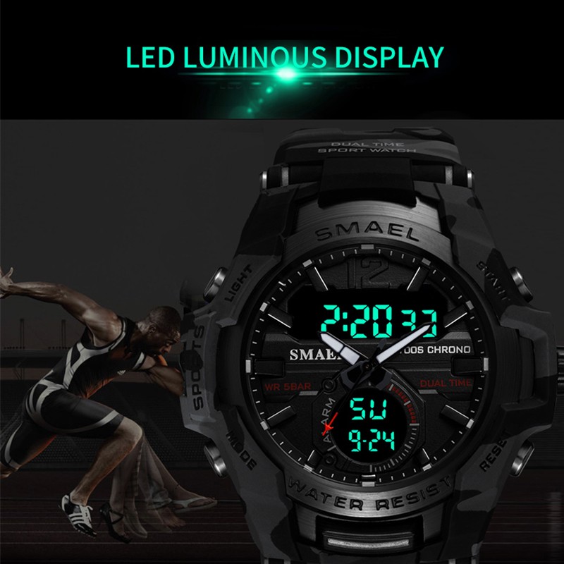 Sport Watch Waterproof Smile Watches Camouflage Alarm Clock Stopwatch Luminous LED Watches Digital Wristwatch 1805B Quartz Watches