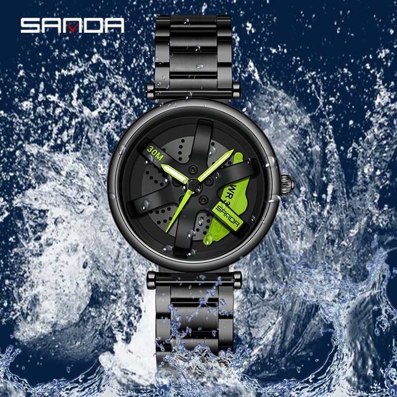 SANDA New Fashion Rotate Wheel Pattern Women's Watch Stainless Steel Waterproof Quartz Watch for Women Luxury Relogio Feminino