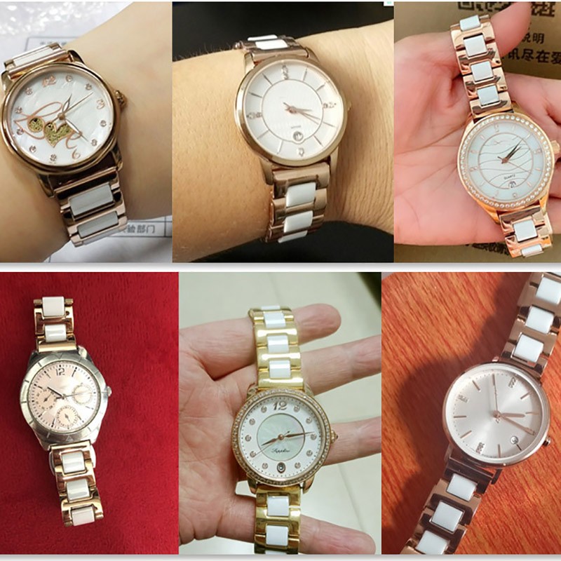 Ceramic Bracelet In Stainless Steel Watchband Watch Band Strap White Women Man Fashion Wristwatches 12 13 14 15 16 17 18 20 22mm