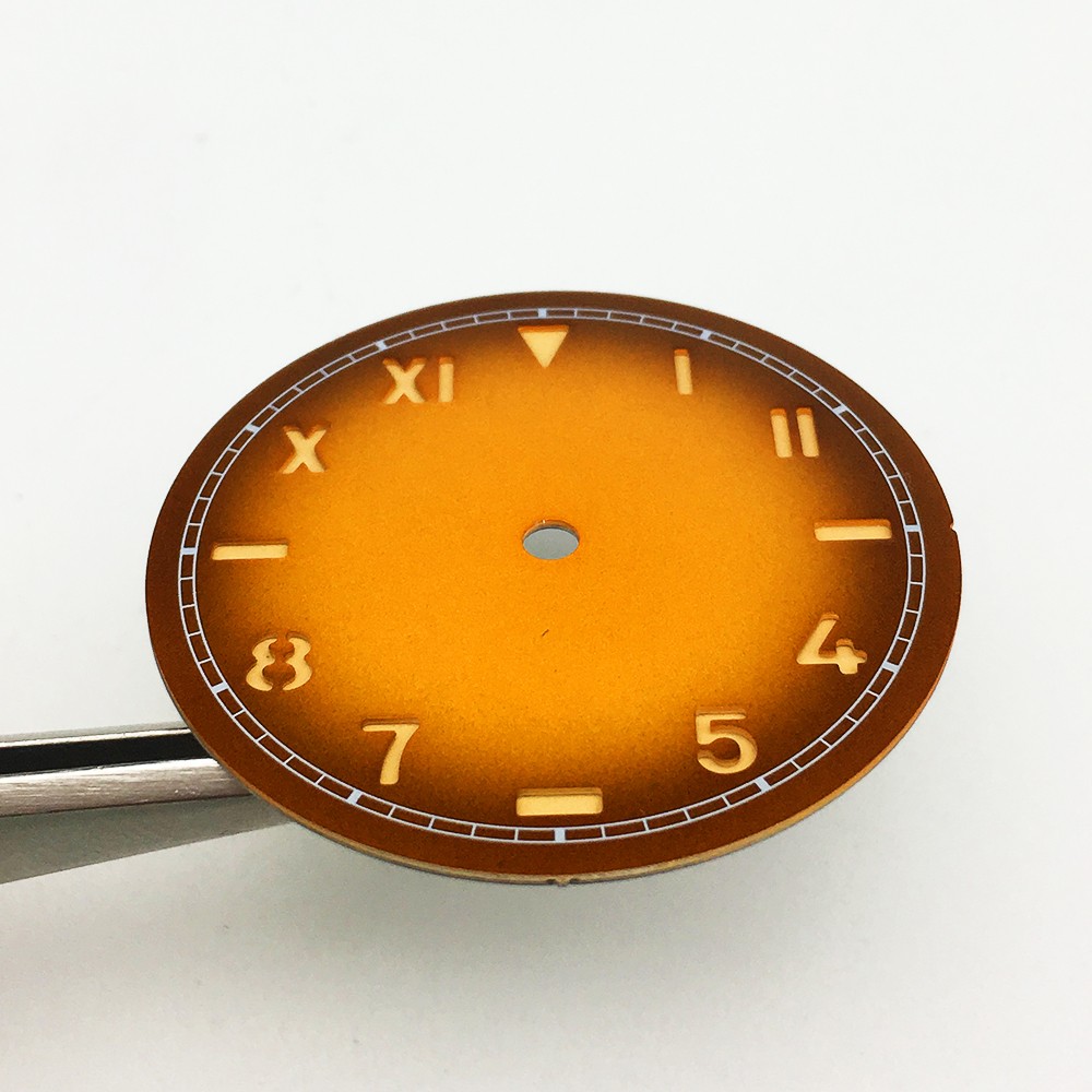 Watch Parts 37mm California Manual Winding Watch Gradient Yellow Literally Aseptic Dial For ETA 6497 ST3600 Caliber Luminous