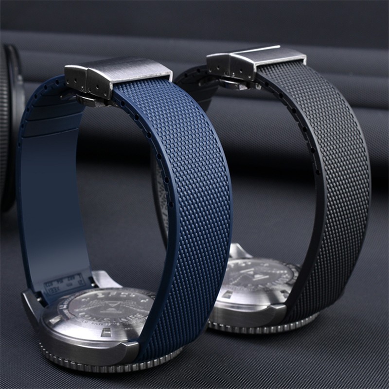 Silicone Rubber Watchband For L-ongines Watch Concas L3.742 642 644 781 Series Men 21mm Black Blue Watch Strap