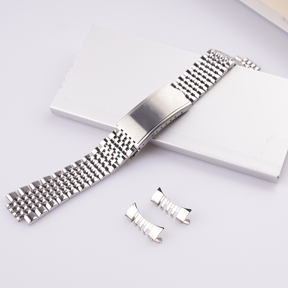 CarlyDamp 18 20mm 316L Stainless Steel Solid Curved End Replacement Wrist Watch Band Watch Band for Vintage Omega Geneve