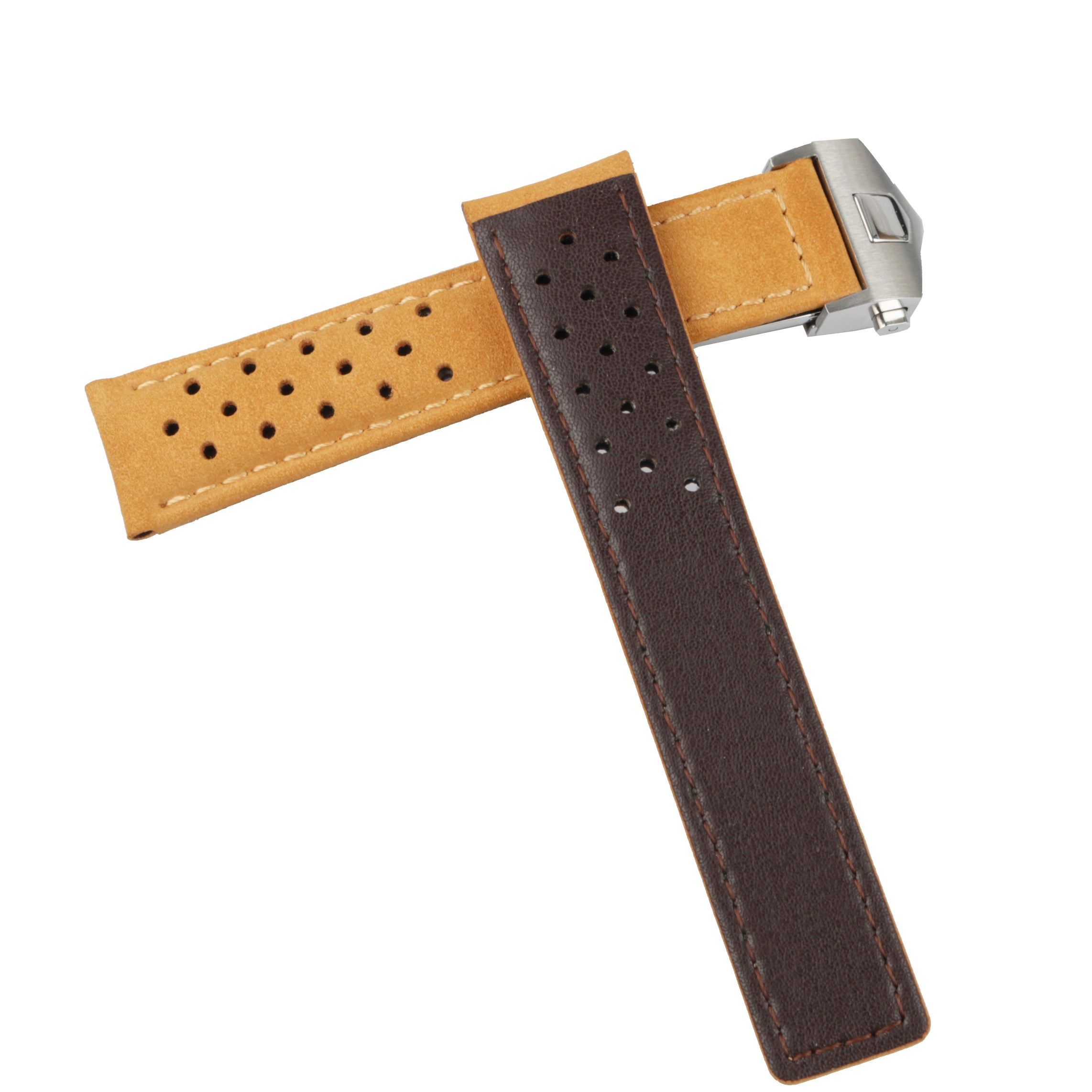 CARLYWET 20 22mm Light Brown Real Calf Suede Leather Vintage Replacement Wrist Leather Watch Band Strap with Clasp for Tag Heuer