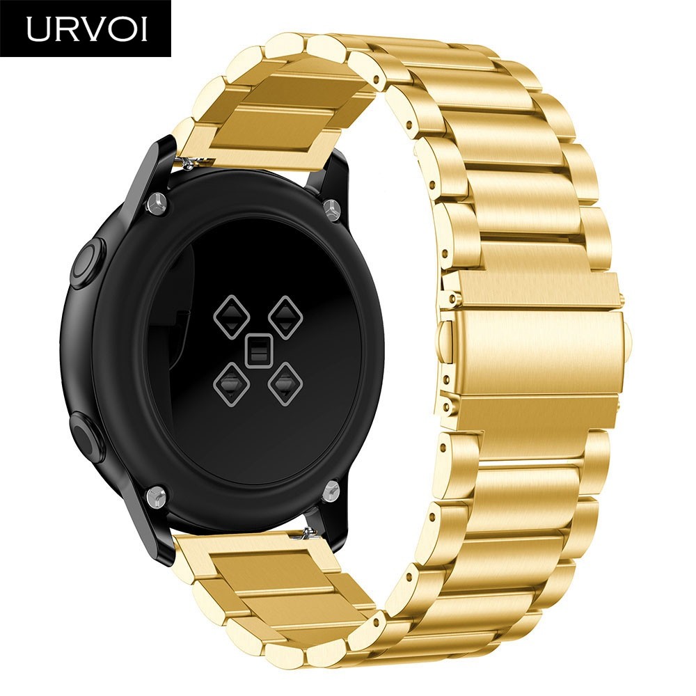 URVOI 3 Rows Band for Galaxy Watch Active Strap Stainless Steel Fold Over Clasp Quick Release Durable Wristwatches 4 Colors 42 46mm