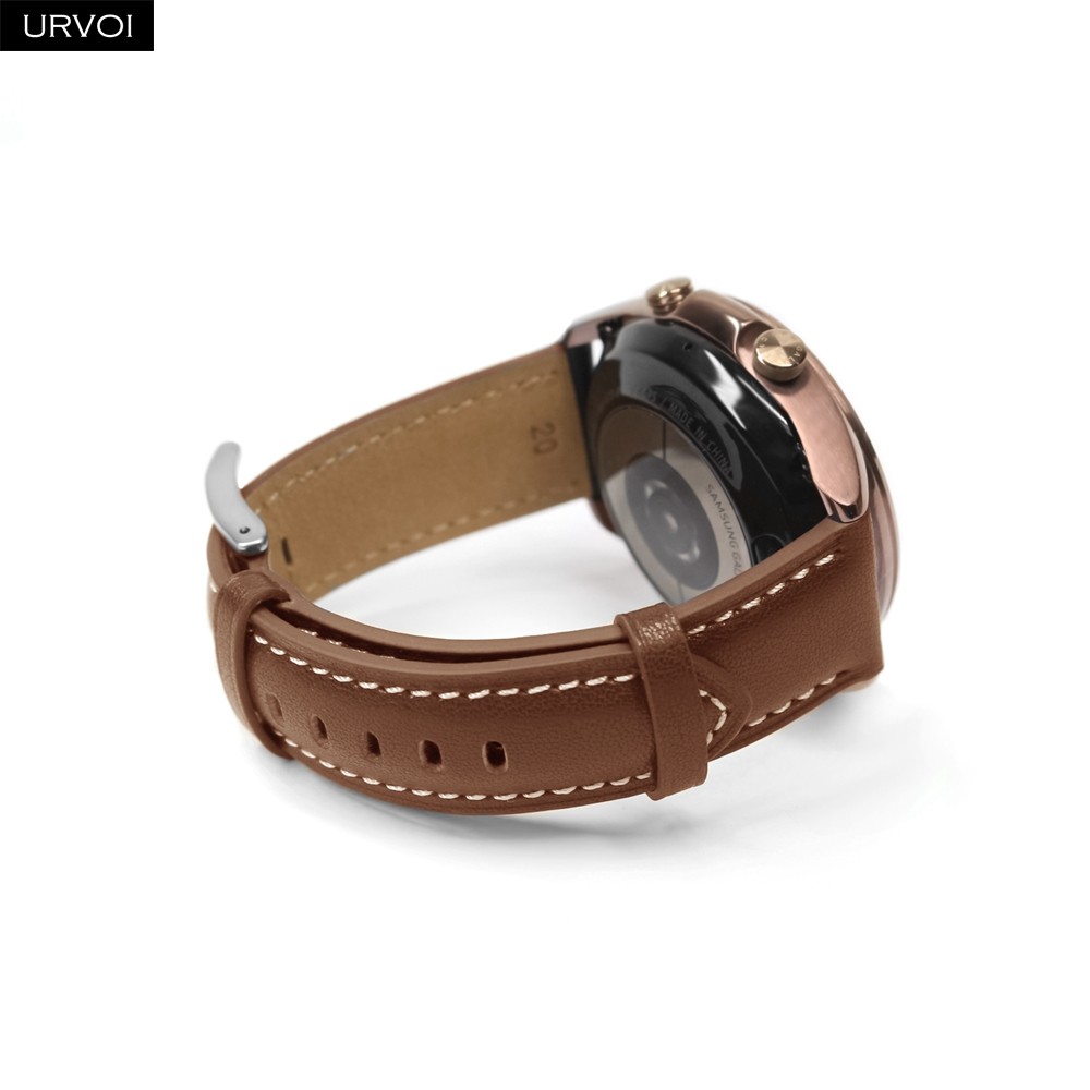 URVOI 22/20mm Band for Galaxy Watch 4 3 Active 41/45mm Genuine Leather Strap for Huawei Watch GT 2 Quick Release Pin Replacement