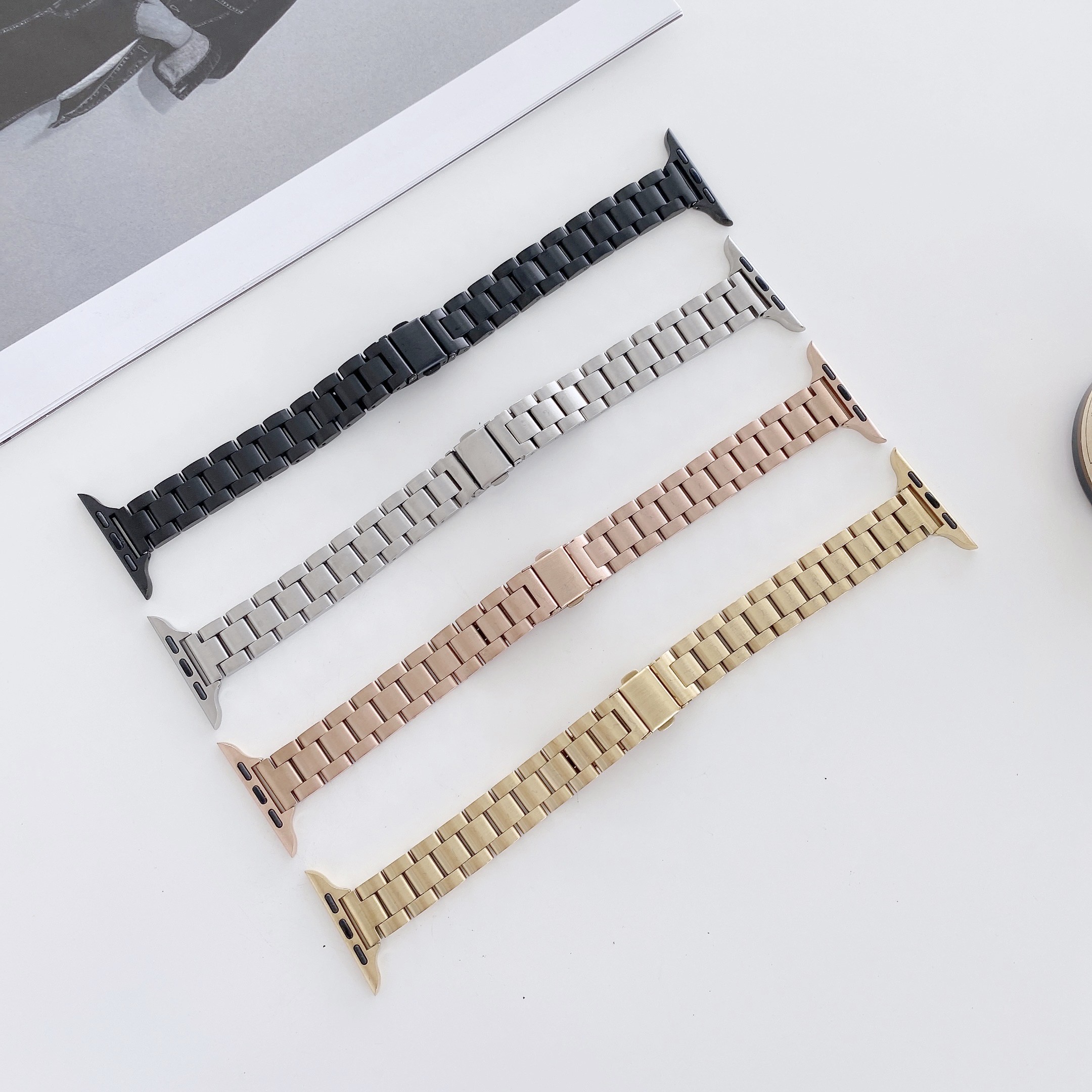 Fashion Luxury Band for Apple Watch Series 6 5 4 3 2 1 Se Stainless Steel Watch Bands for iWatch 38 40 42mm 44mm Strap Bracelet