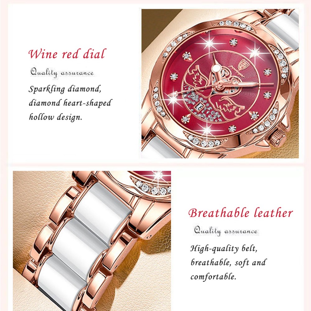 POEDAGAR Women Watch Luxury Quartz Diamond Rose Gold Ceramic Steel Watches Waterproof Luminous Swiss Brand Ladies Wristwatches