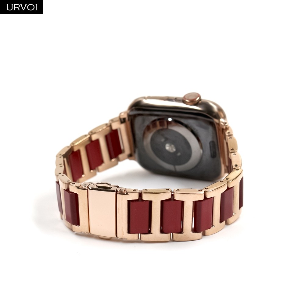 URVOI Link Bracelet for Apple Watch Series 7 6 SE 5 4 321 iwatch band Stainless Steel with Resin Strap Durable Luxury Design