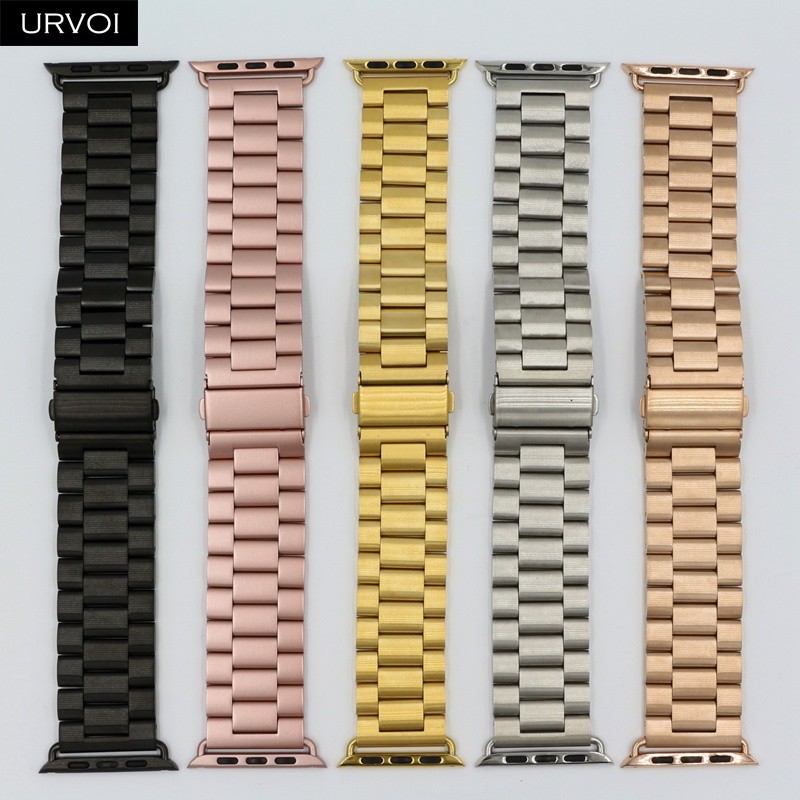 URVOI Band for Apple Watch Series 7 6 SE 5 4 3 2 1 Strap for iWatch Stainless Steel Connect Bracelet Colorful Design with Adapter