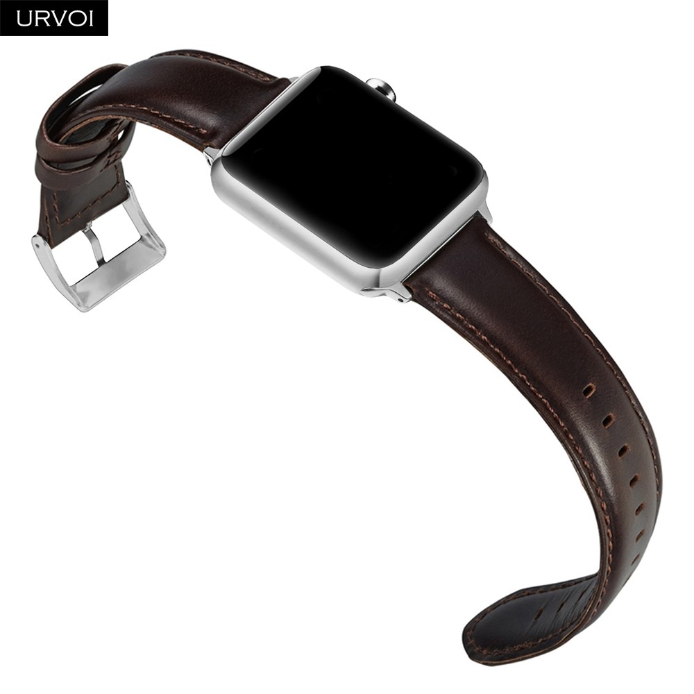 URVOI حزام ل أبل سلسلة ساعة 7 6 SE 5 4 3 2 حزام من الجلد ل iwatch حقيقية الطبقة العليا الكلاسيكية مشبك الذراع الفرقة المعصم حزام