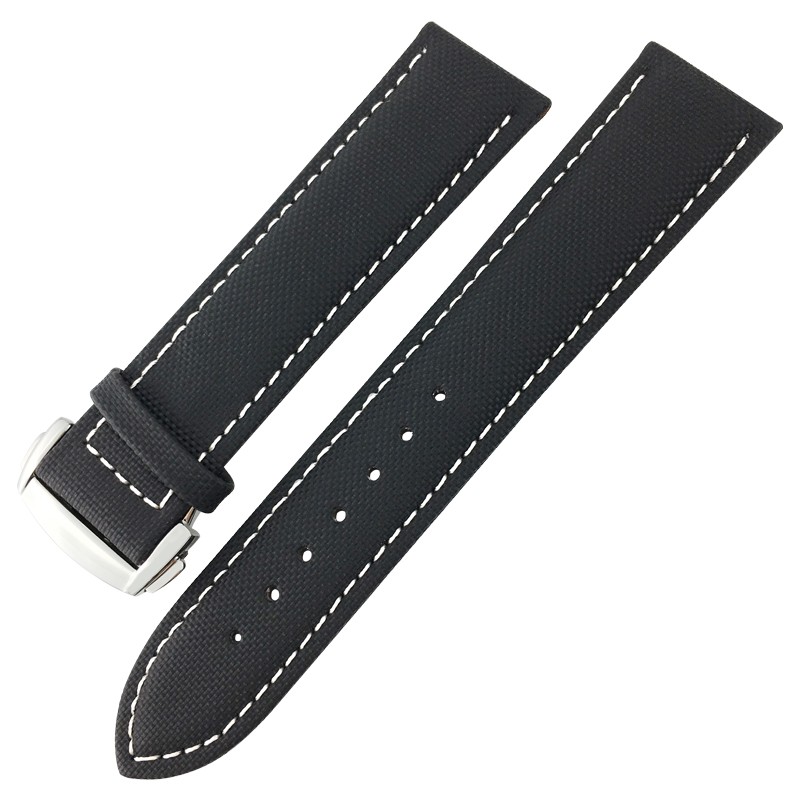 20mm 22mm Canvas Leather Down Watch Band 19mm 21mm Replacement For Omega 300 Planet Ocean Seiko Nylon Hamilton Strap