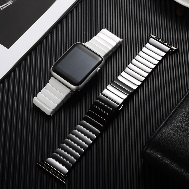 Ceramic strap for Apple Watch band 44mm 40mm 45mm 41mm 42mm 38mm accessories stainless steel bracelet iWatch series 7 6 5 4 3 se