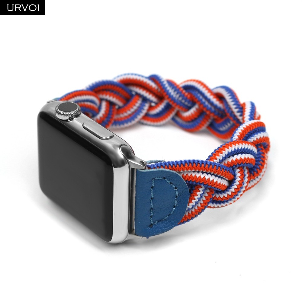 URVOI Braided Band for Apple Watch Series 7 6 SE 5 4 321 Woven Nylon Strap for iWatch Stretchable Replacement Classy Design 40mm