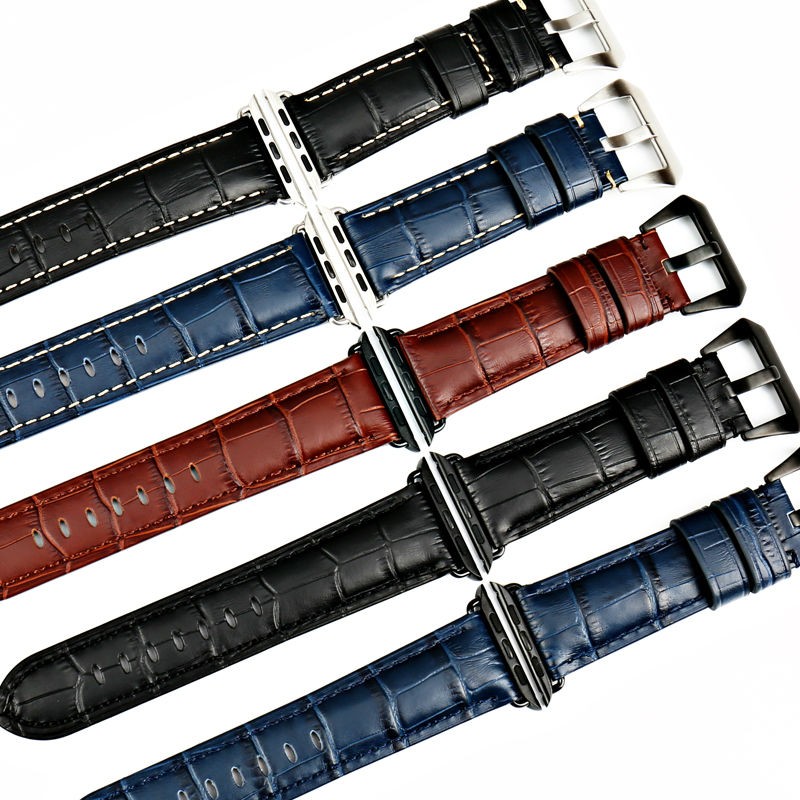 MAIKES Watchbands Genuine Cow Leather Watch Strap for Apple Watch Band 44mm 38mm Series 6/5/4 Iwatch 7 45mm 41mm Watchband