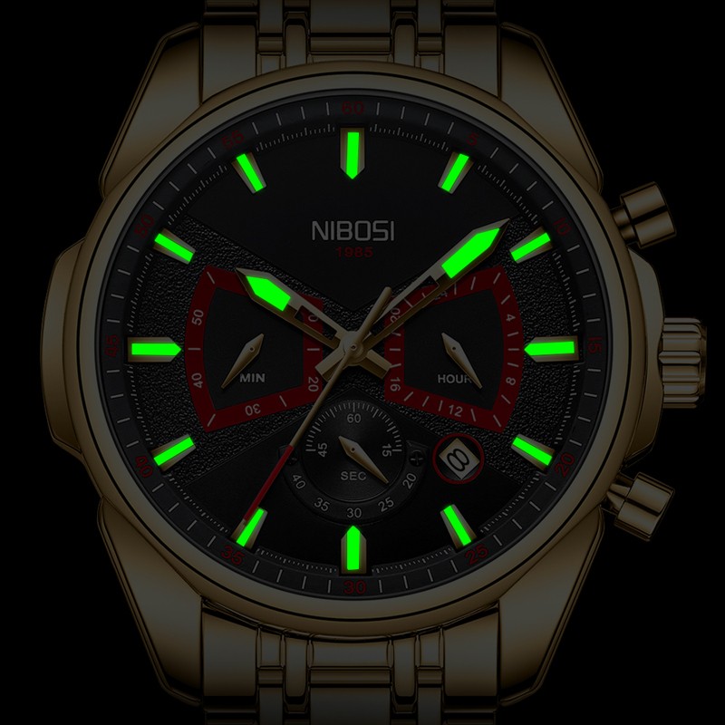 NIBOSI Mens Watches Luxury Brand Waterproof Wristwatch Chronograph Quartz Watch for Men Automatic Date Relogio Masculino