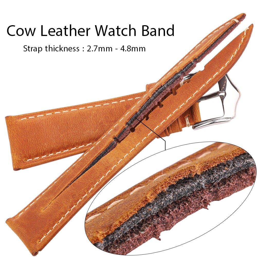 Cowhide watch straps for men and women,18mm,20mm,22mm,24mm,blue,yellow,green,genuine leather,vintage,watch strap