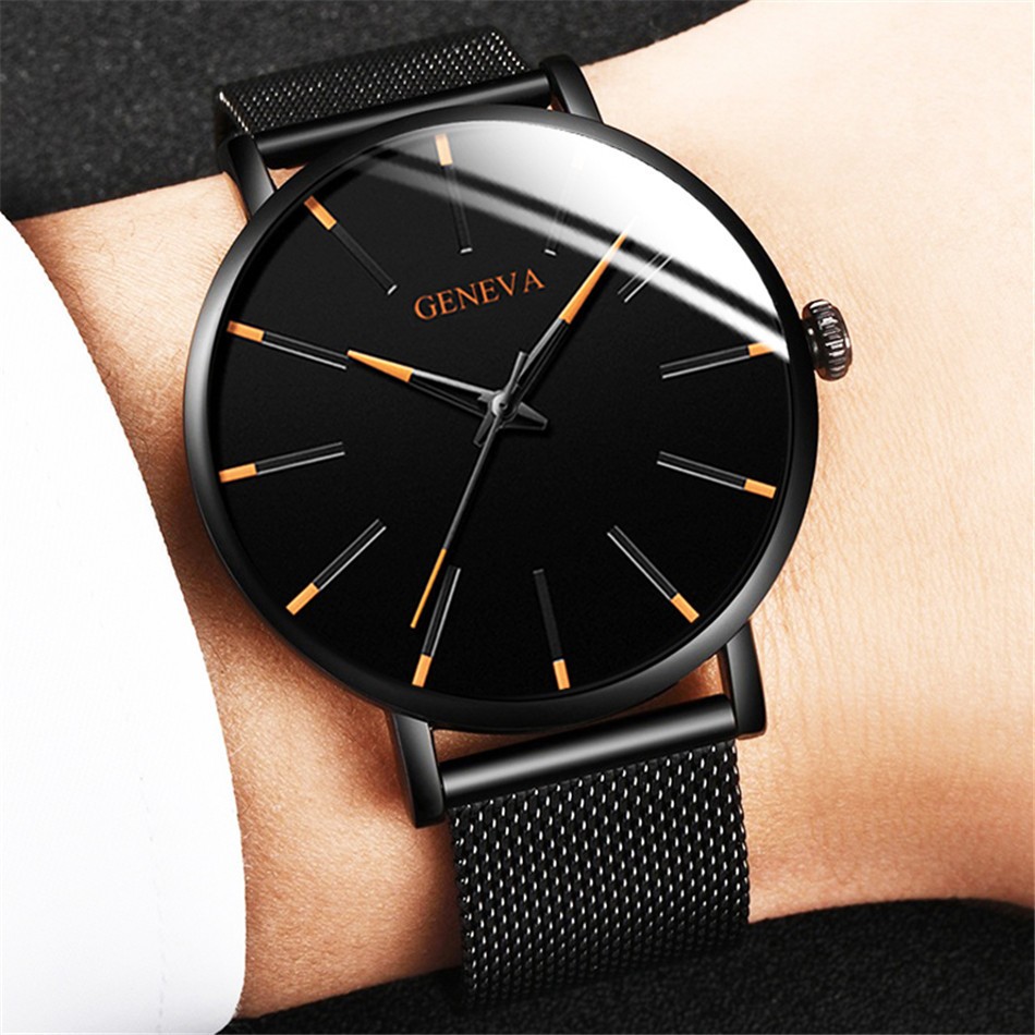 Men Watches 2021 Luxury Male Elegant Ultra Thin Watch Men Business Stainless Steel Mesh Quartz Watch Relogio Masculino Hot Sale