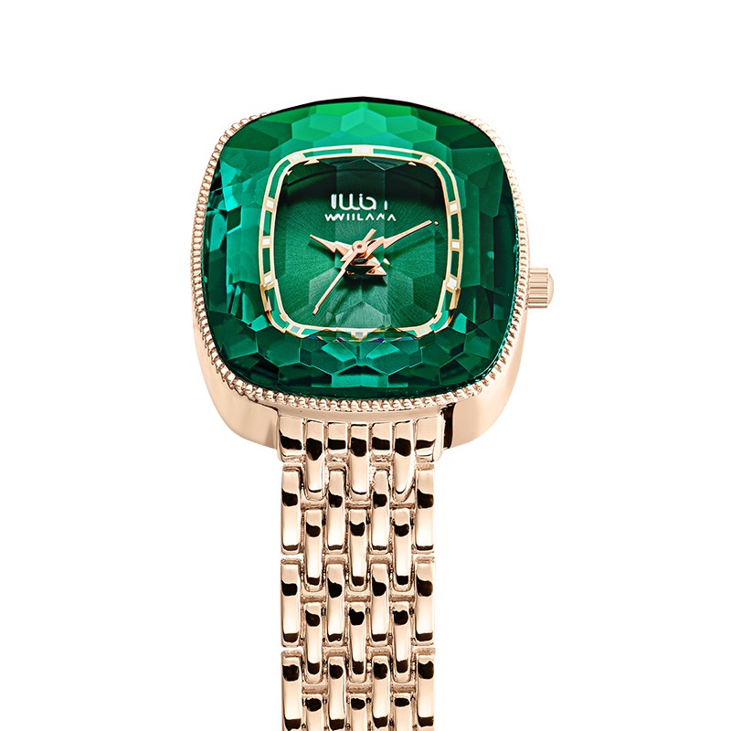 WIILAA 2022 Green Diamond Pattern Luxury Women Quartz Watch Creative Unique Ladies Wrist Watch For Female Clock relogio feminino