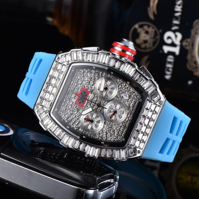 Fashion Brand RM Diamond Casual Women Watch Sport Gel Silicone Chronograph Woman Man Couples Steel Calendar Quartz Watches