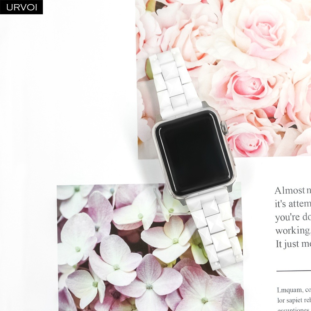 URVOI الفرقة ل أبل سلسلة ساعة 7 6 SE 5 4 3 2 1 السيراميك سليم حزام ل iWatch المعين تصميم فراشة مشبك 38 40 42 44 مللي متر