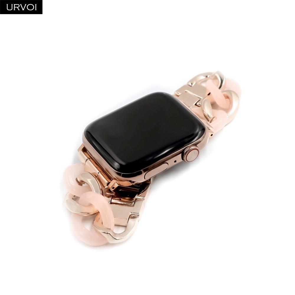 URVOI ربط سوار ل أبل سلسلة ساعة 7 6 SE 5 4 3 الفرقة ل iwatch الراتنج حزام البقر الصبي سلسلة الفتيات سوار الفولاذ المقاوم للصدأ