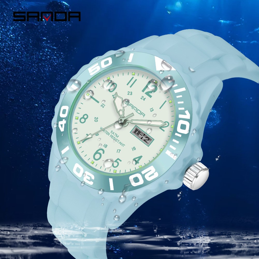 SANDA Fashion Casual Women's Watch Silicone Waterproof Quartz Women Watches Female Gift for Women Watch Relogio Feminino P1053