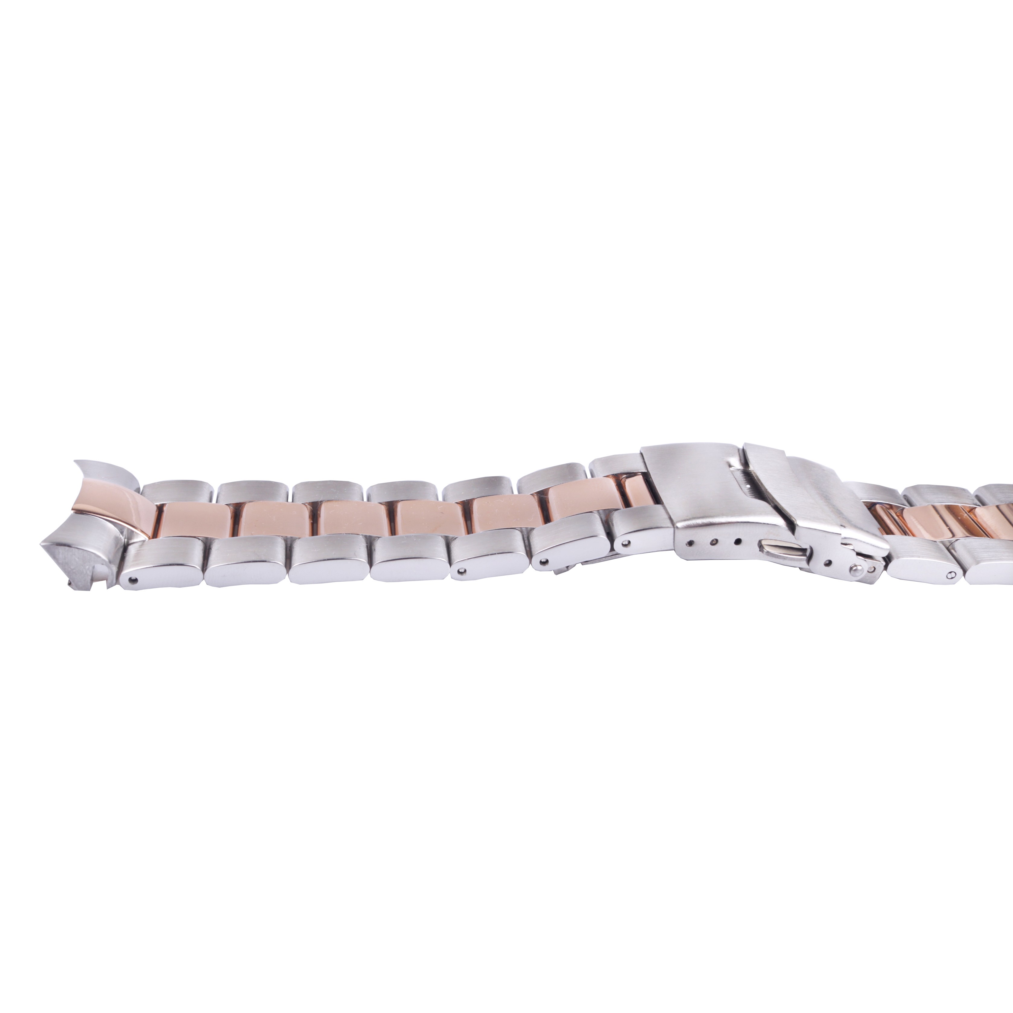 CARLYWET - Metal watch band, 22 mm, medium rose gold, stainless steel, alternative, double push clasp for Seiko