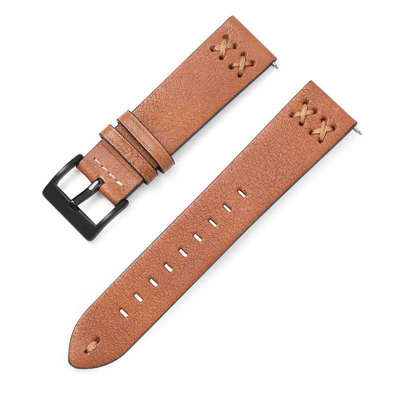 20mm 22mm Leather Watch Strap For Samsung Galaxy Watch 4 42mm 46mm Huawei Watch GT Black Buckle Wrist Watch Strap Bracelet