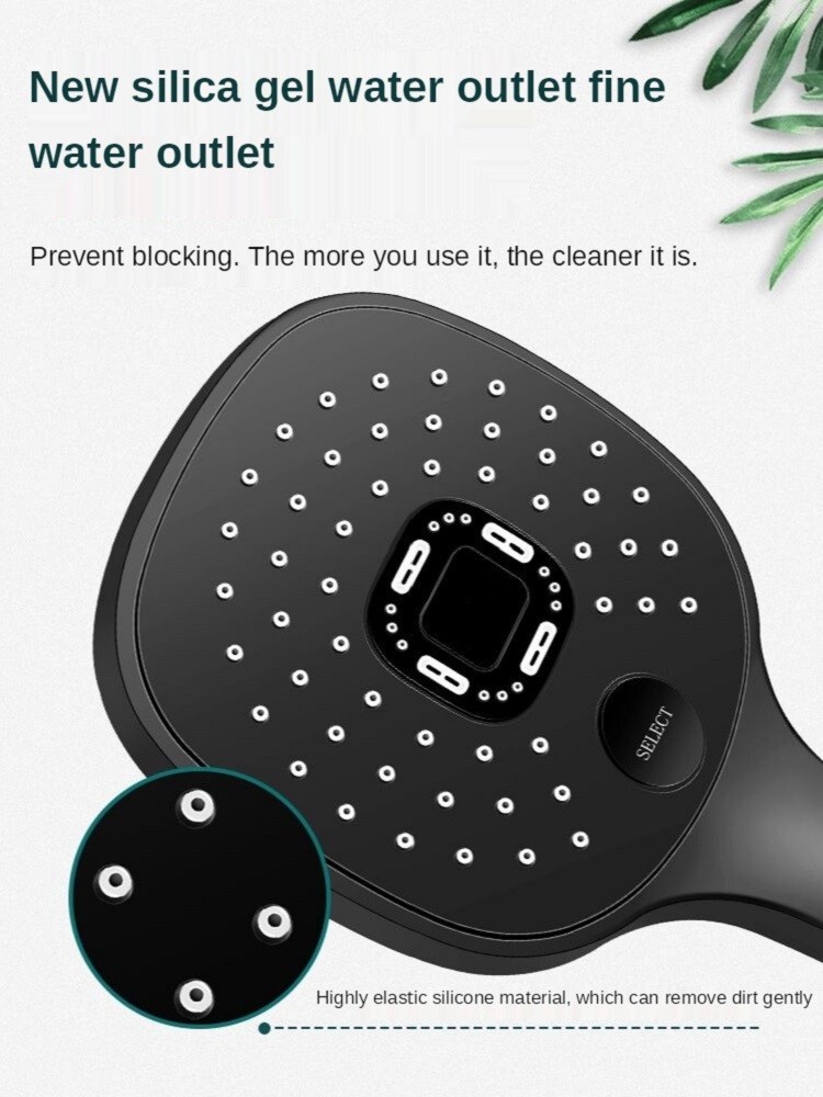 Shower Head Rainfall Bathroom 3 Modes Round ABS Chrome Water Saving Nozzle G1/2 Bathroom Faucet Wall Mounted Adjustable Shower Black