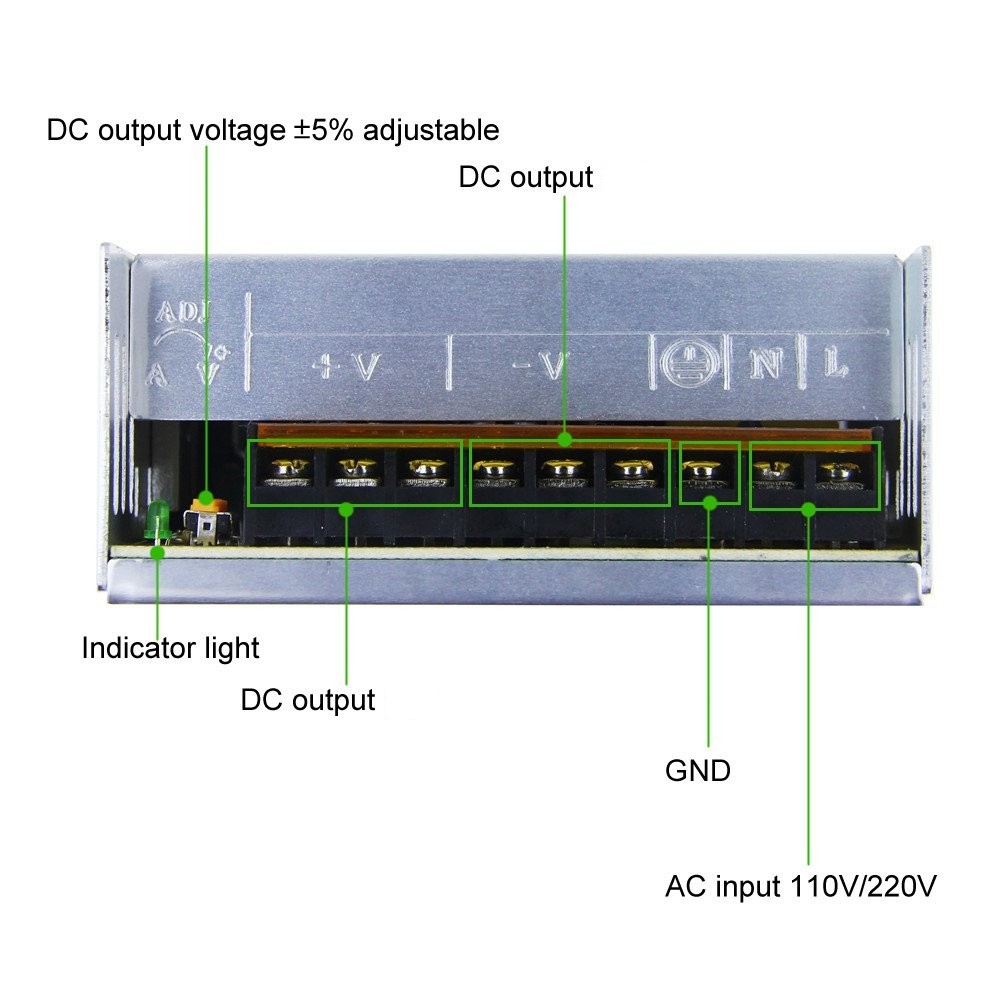 DC 5V 12V 24V 36V 48V 60V Switching Power Supply 2A 3A 4A 5A 8A 10A 15A 20A 25A 30A 40A 50A 60A 100A Power Adapter Converter