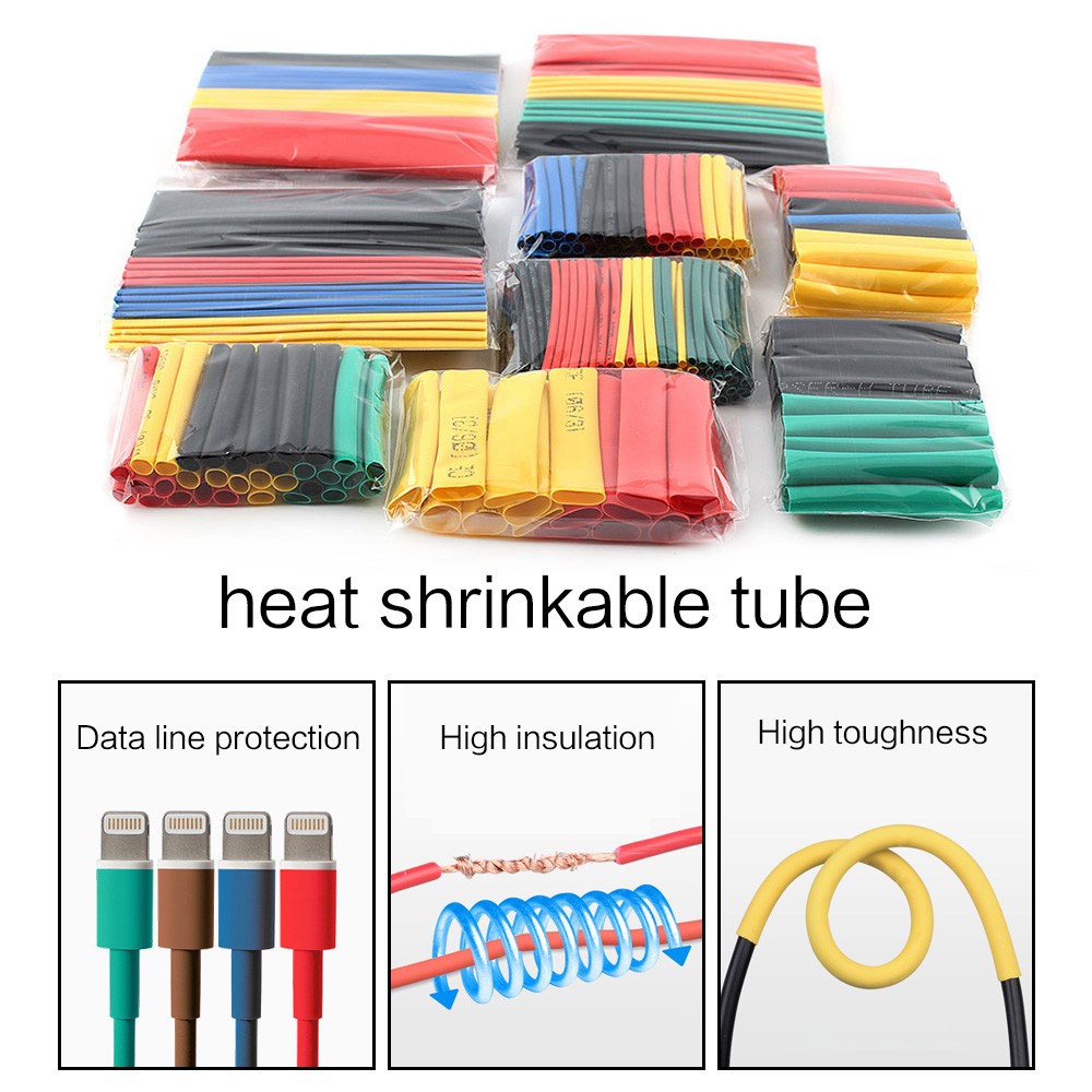 164pcs Heat Shrink Tubing Heat Shrink Tubing Wrap Kit Electrical Connection Wire Cable Insulation Sleeving