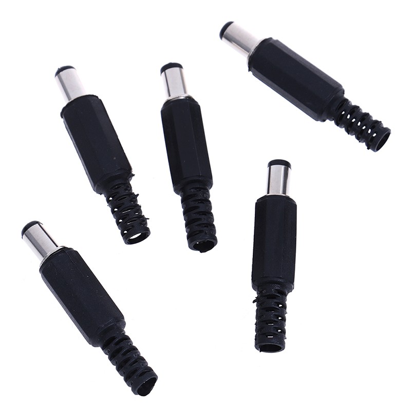 5/10pcs/pack Black DC Power Plug 5.5X2.1mm Soldering Line Black DC Power Male Plug Jack Adapter