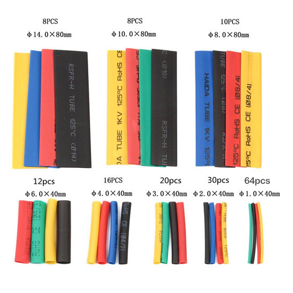 168pcs/pack Thermoresistant Tube Heat Shrink Wrap Kit Shrin Tubing Assorted Size Wire Cable Insulation Sleeving Sleeve