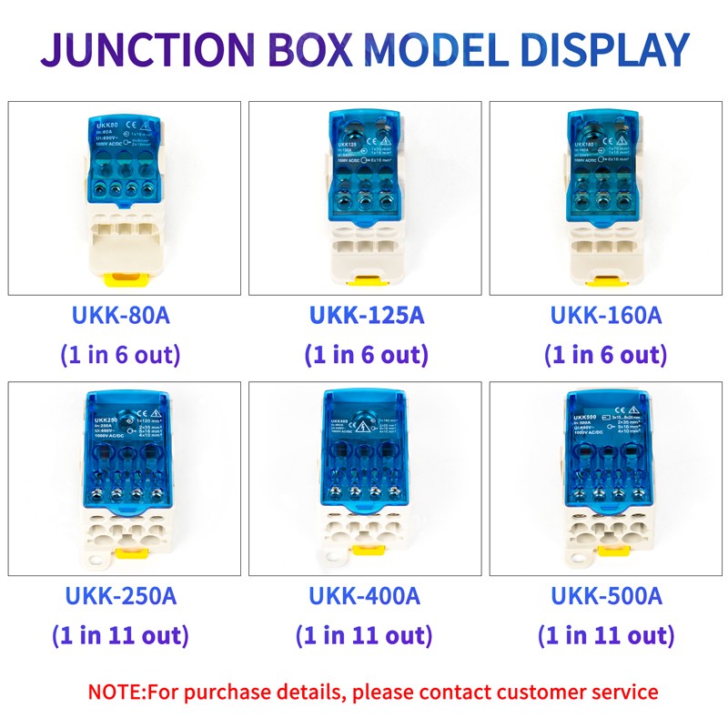 Multiport Distribution Box Universal Wire Connector Terminal Blocks Waterproof Junction Box UKK 80A