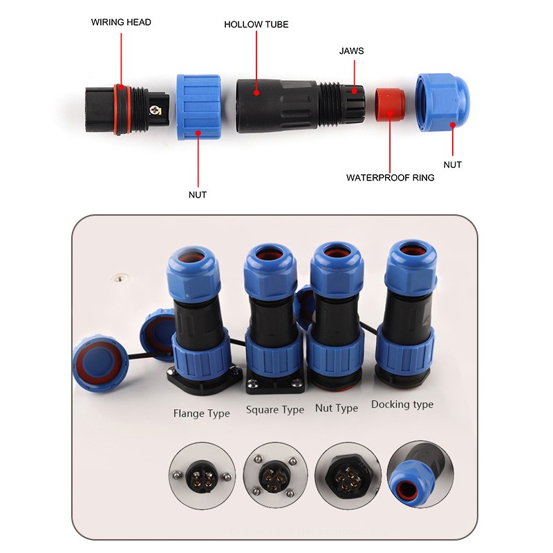 LP/SP20 IP68 Waterproof Connector Aviation Plug and Socket Male Female Cable Connectors Set 2-7 Pin Soldering Quick Connection