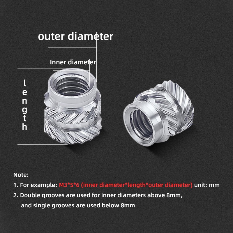 303 Stainless Steel M3 Hot Melt Soil Eight Twill Nuts High-strength Anti-corrosion SUS Embossed Knurled Injection Nut Inserts