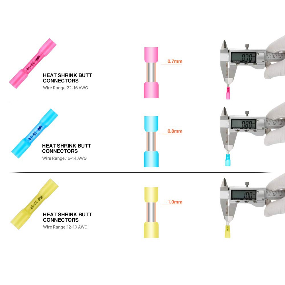 Electrical Cable Connector Set Crimped Terminal Connector Set Water Resistant With Heat Shrink 50/100/200pcs