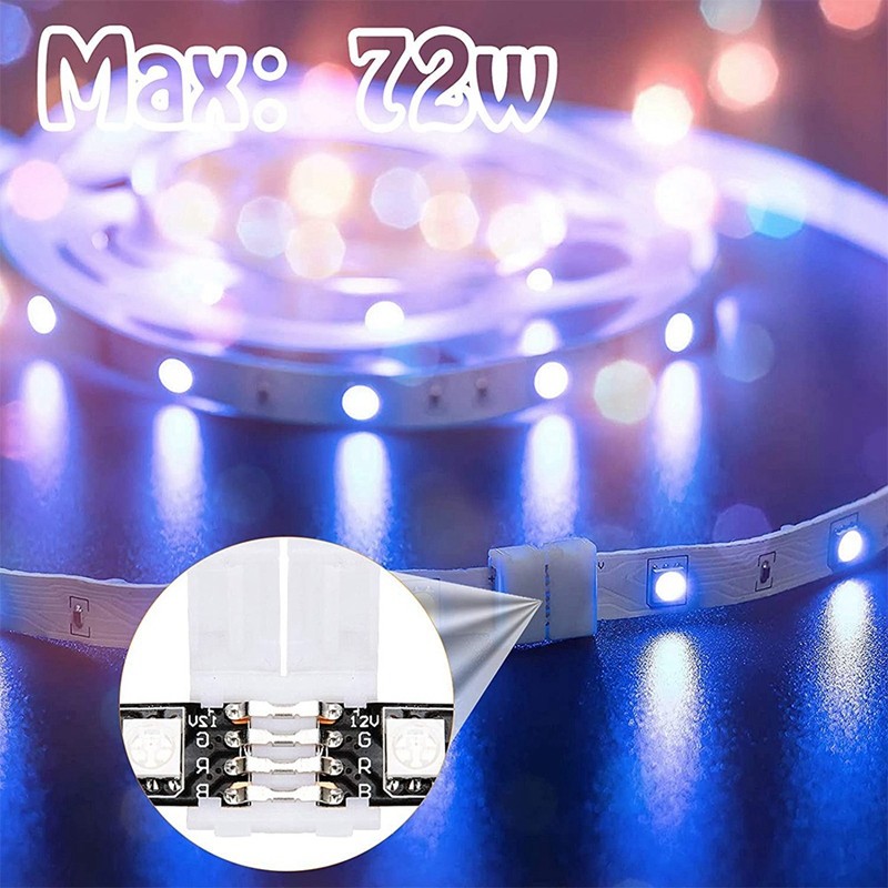 4Pin RGB LED Strip Connector Kit, LED Connectors 10mm Soldering LED Light Strip Connector, L-Connectors, T-Connectors