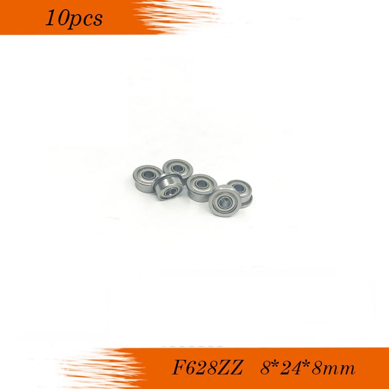 Free Shipping 10pcs F628-2Z F628ZZ F628 zz ABEC-1 P0 Flange Flange Deep Groove Bearing Balls 8x24x8mm for 3D Printer