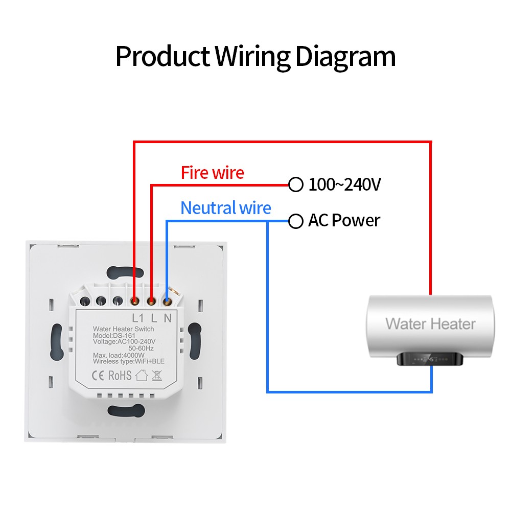 WiFi Smart Switch Water Heater Tuya EU/UK/US/Brazil Standard Luxury Glass Voice Control Touch Alexa Smart Google Home Switches